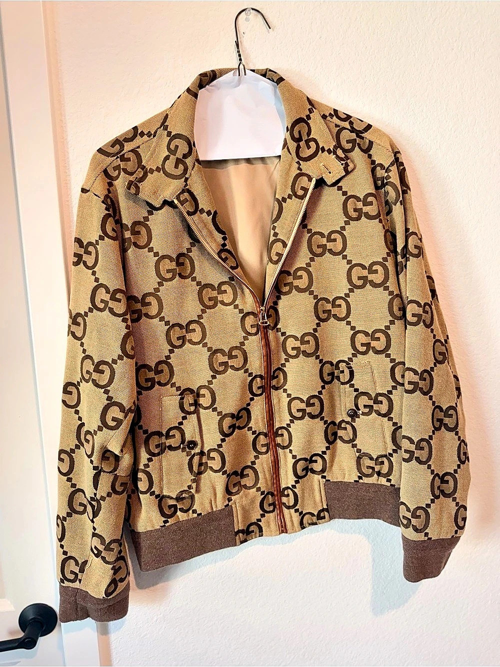 Gucci Jumbo GG Canvas Jacket Brown & Tan Size 48